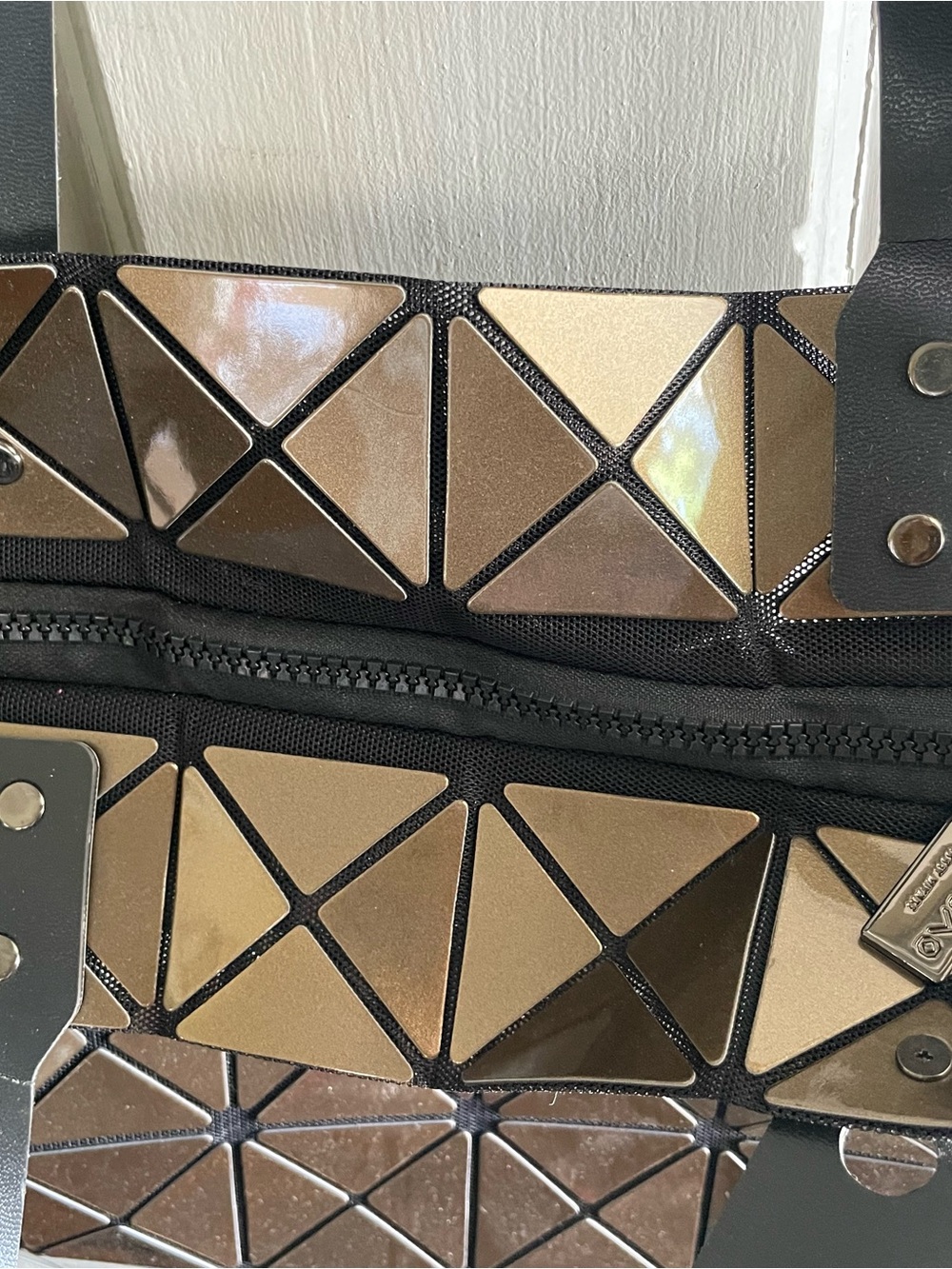 BAOBAO Issey Miyake Geometric Metallic Bronze Prism Tote Bag - Women’s Handbag - Picture 7 of 11